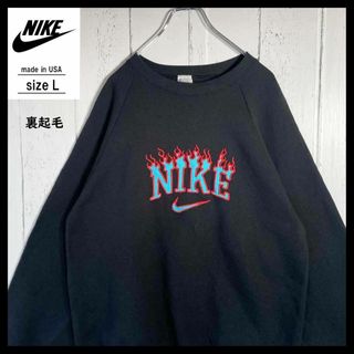 NIKE - ナイキ ファイヤーパターン 刺繍ロゴ スウェット USA製 NIKE - ナイキ ファイヤーパターン 刺繍ロゴ スウェット USA製