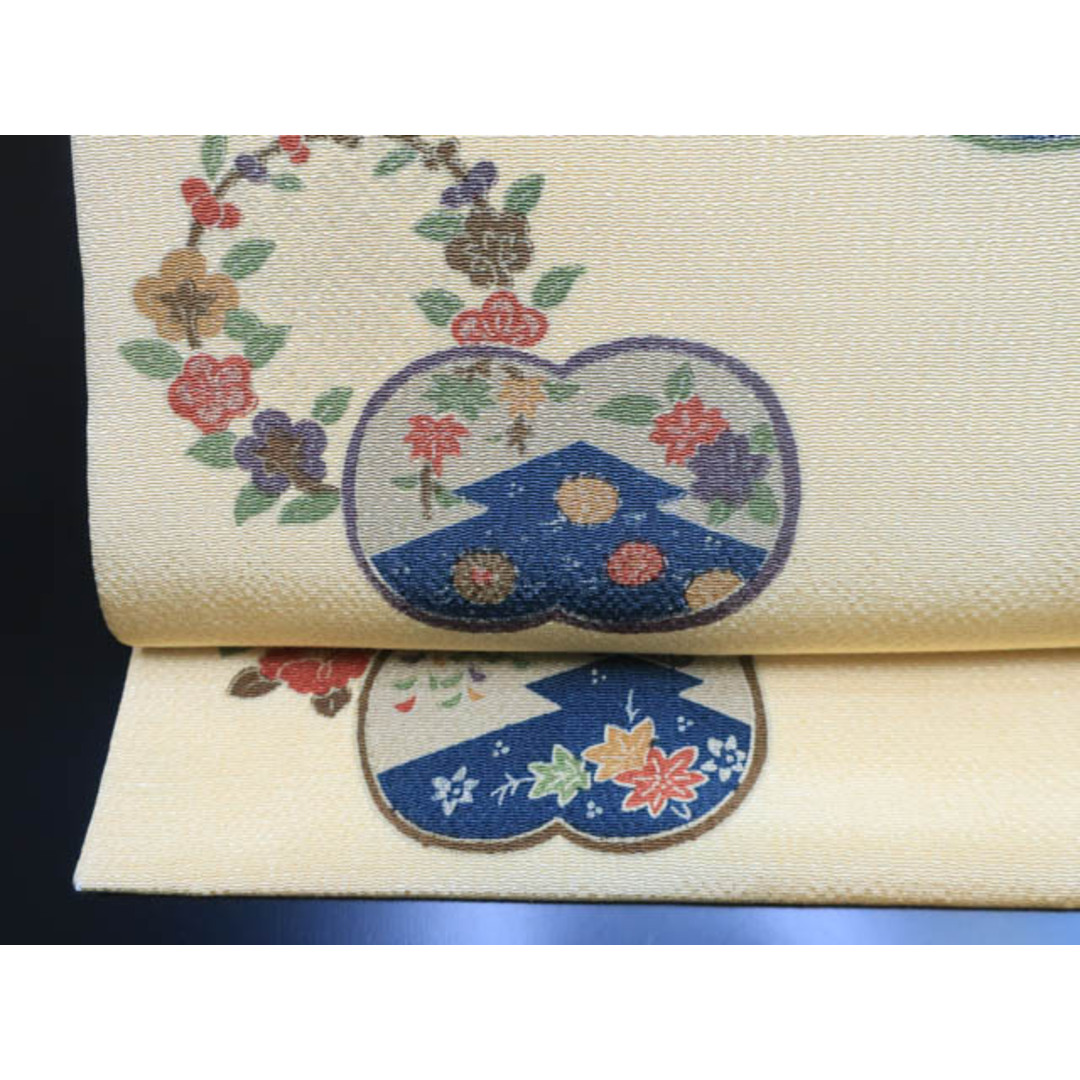 2502-27 名古屋帯 九寸 美品 正絹 着物 名古屋仕立て 全通 レディースの水着/浴衣(帯)の商品写真