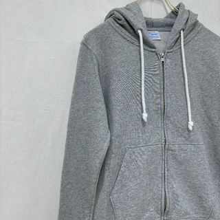 チャンピオン(Champion)の美品✨ チャンピヨン Champion パーカー ジップ グレー US 無地 (パーカー)
