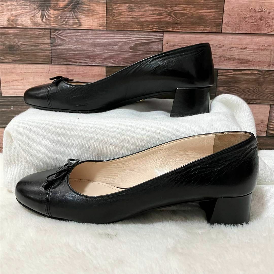 PRADA - 極美品 PRADA パンプス ヒール 黒 レザー 革 リボン PRADA - 極美品 PRADA パンプス ヒール 黒 レザー 革 リボン