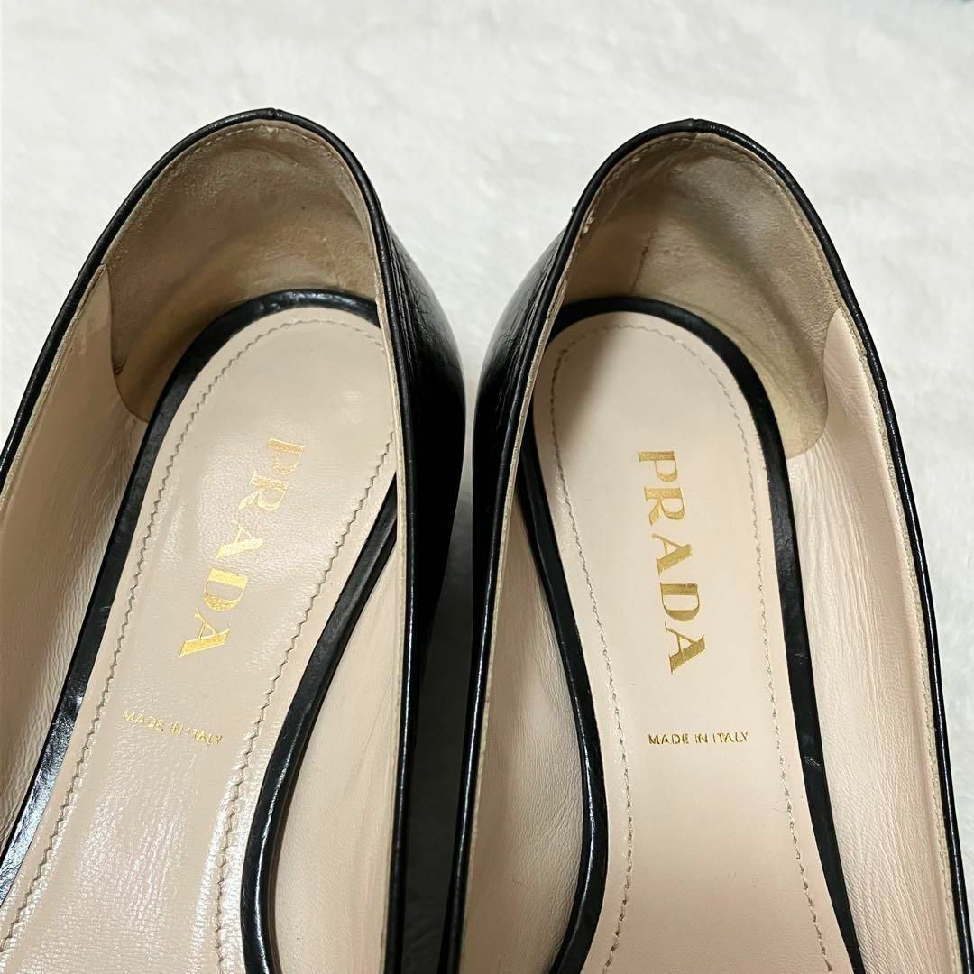 PRADA - 極美品 PRADA パンプス ヒール 黒 レザー 革 リボン PRADA - 極美品 PRADA パンプス ヒール 黒 レザー 革 リボン
