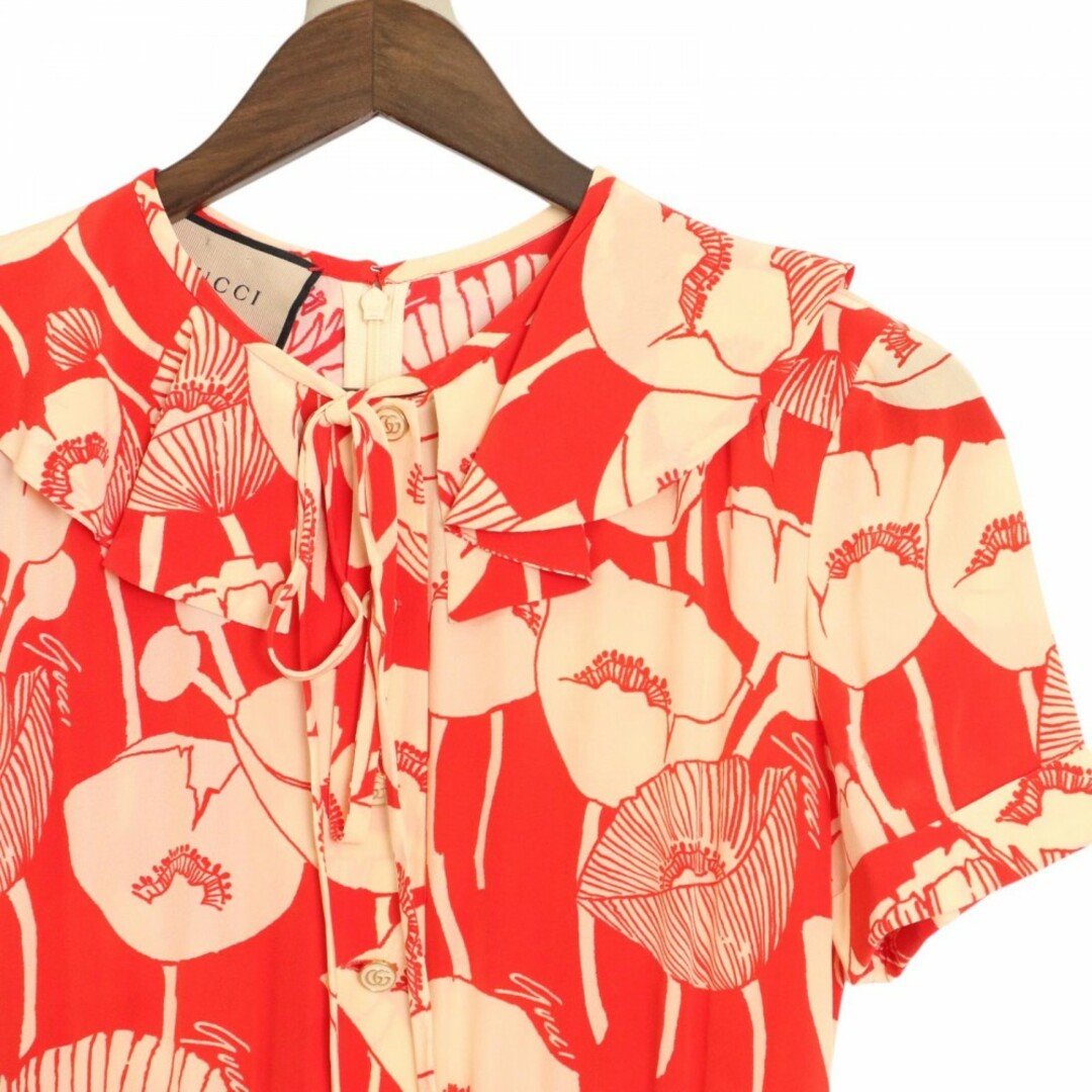 GUCCI - GUCCI グッチ ワンピース GGボタン シフォンロング GUCCI - GUCCI グッチ ワンピース GGボタン シフォンロング