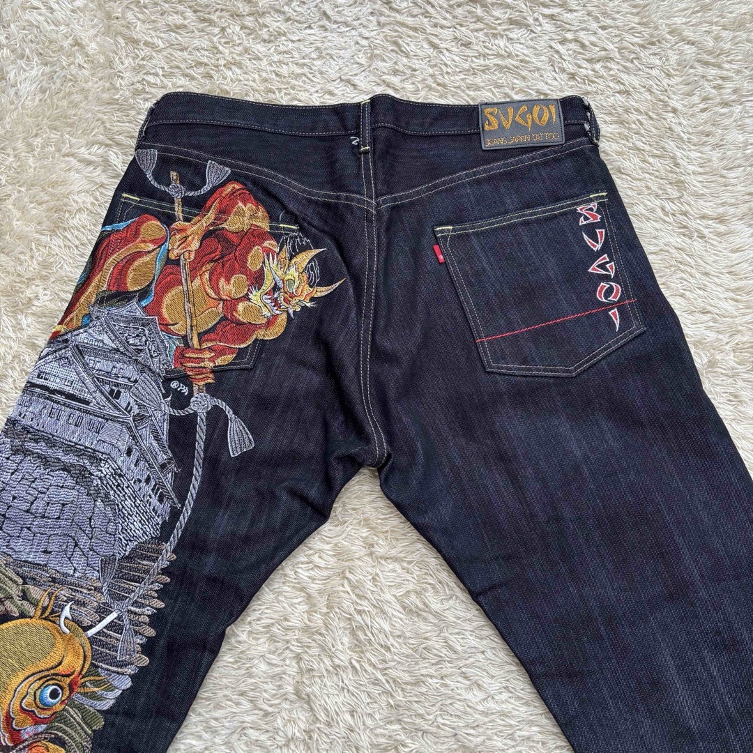 絡繰魂 - 【極美品】 SUGOI JAPAN TATTO 和柄デニム 鯉 城 神 絡繰魂 - 【極美品】 SUGOI JAPAN TATTO 和柄デニム 鯉 城 神