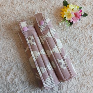 ランドセル肩カバー　ナチュラルリボン柄(くすみピンク)(ランドセル)