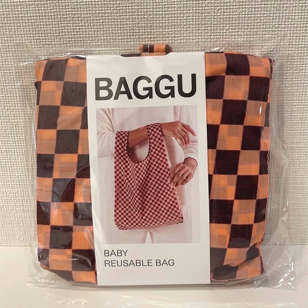 BAGGU(バグゥ)のBAGGU エコバッグ ベビー ピンクブラウンチェッカー レディースのバッグ(エコバッグ)の商品写真
