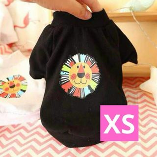 【新品】犬服 ライオン柄 小型犬 中型犬 Tシャツ 黒 ペット服 　XS(ノーカラージャケット)