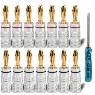 【在庫セール】24K 金メッキ バナナプラグ 14本セット ドライバー付(その他)