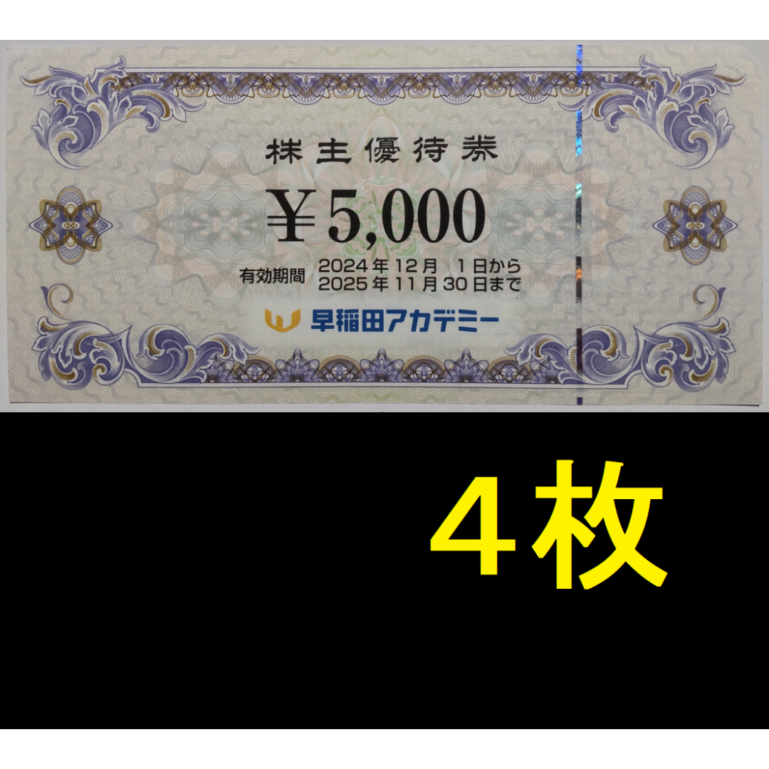 早稲田アカデミー 株主優待券 2万円分 （20000円分) 早稲田