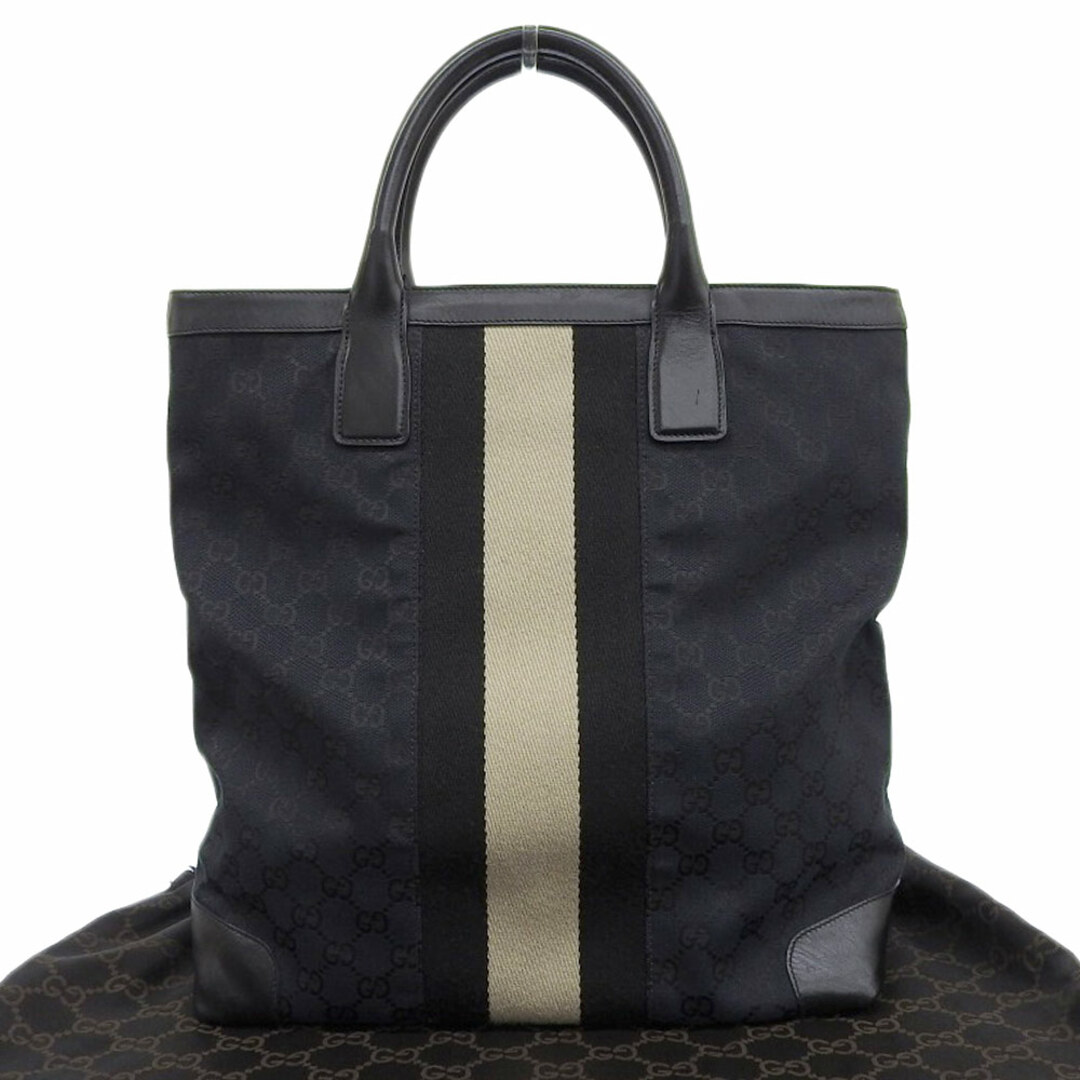 GUCCI - 【本物保証】 布袋付 グッチ GUCCI GGキャンバス ハンドバッグ 002 1093 200047 トートバッグ 紺×黒 インターロッキングG ロゴ