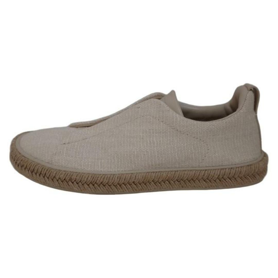 Zegna(ゼニア) スリッポン 7 EU メンズ美品  - アイボリー エスパドリーユ リネン、レザー