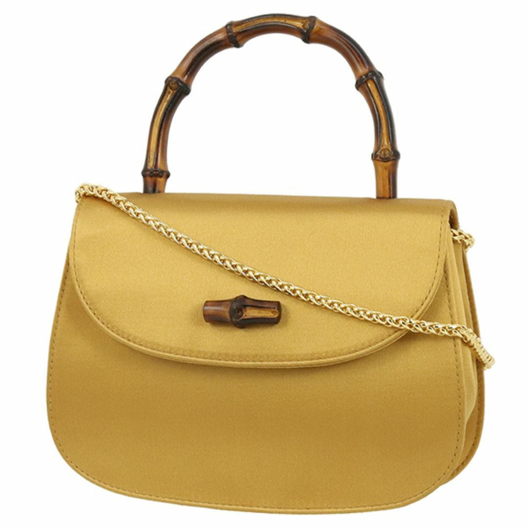 GUCCI - グッチ 2WAYチェーンバッグ ハンドバッグ ショルダーバッグ バンブー 竹 サテン ゴールド ブラウン ゴールド金具 ヴィンテージ 美品 1117
