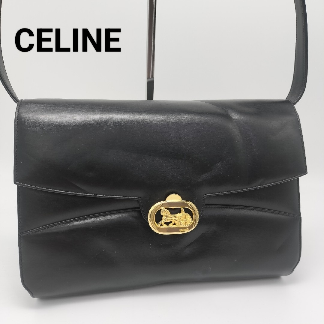CELINE - 極美品✨セリーヌ ショルダーバッグ レザー ブラック CELINE - 極美品✨セリーヌ ショルダーバッグ レザー ブラック