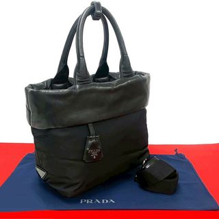 PRADA - i05【美品】プラダ 三角ロゴ ナイロン レザー カーキ PRADA - i05【美品】プラダ 三角ロゴ ナイロン レザー カーキ