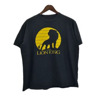 ディズニー(Disney)のDisney ディズニー ライオンキング LION KING 半袖Ｔシャツ 大きいサイズ ムービー キャラクター ブラック(メンズ 2XL)中古 古着 T6347(Tシャツ/カットソー(半袖/袖なし))