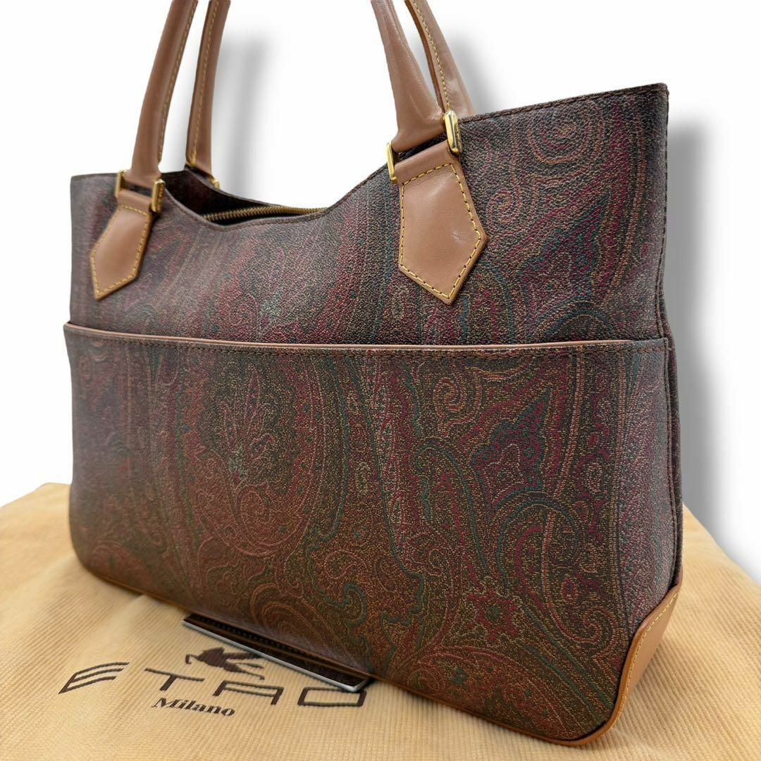 極美品 ETRO 688 エトロ ハンドバッグ ぺイズリーガラ PVC レザー