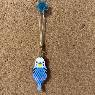 ビーズストラップ　セキセイインコ(メス)40(キーホルダー/ストラップ)
