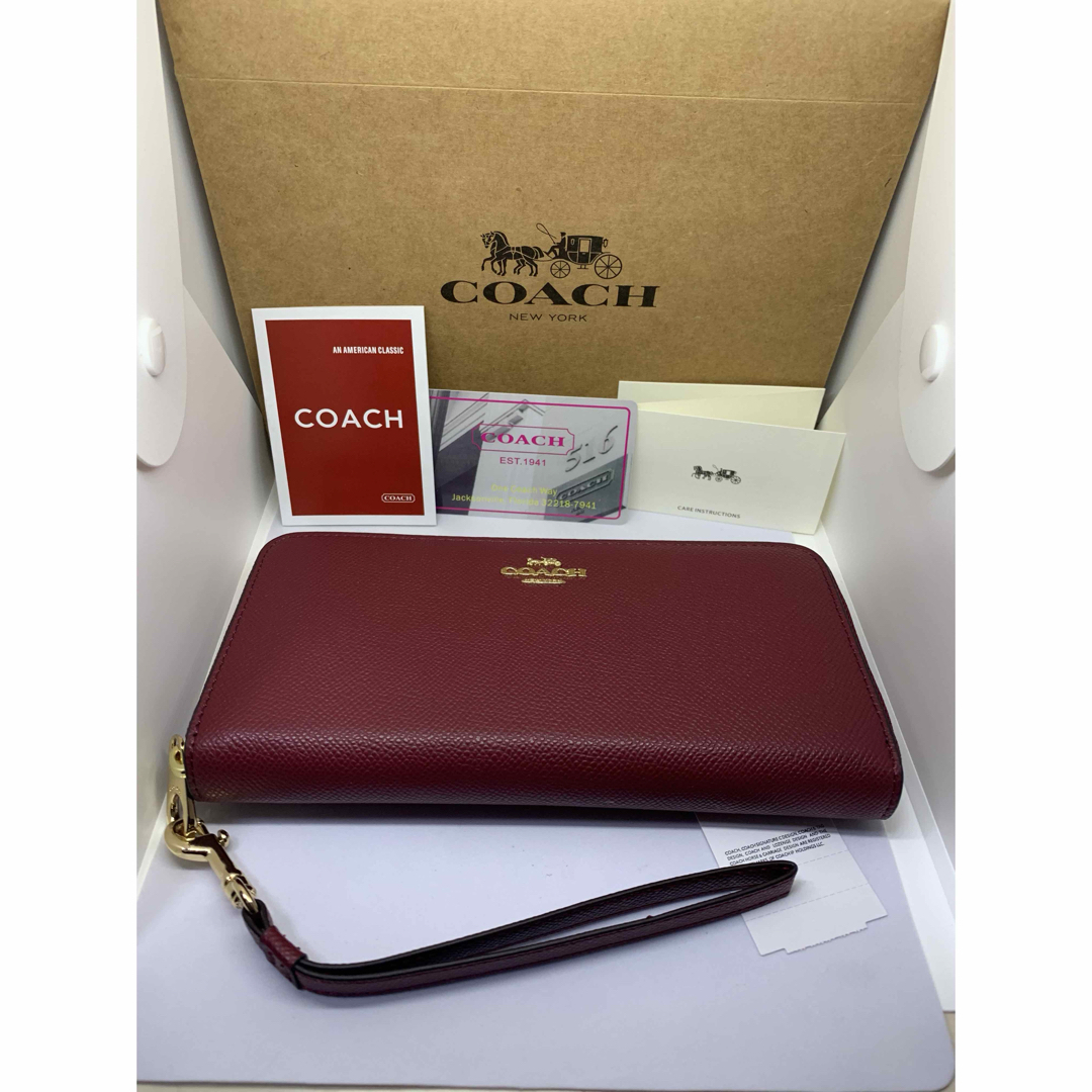 COACH コーチ C3441 長財布 ストラップ ブラックチェリー IMBCY