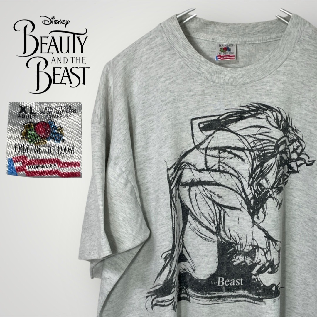 Disney - 希少90s Disneyヴィンテージ美女と野獣Tシャツ XL Disney - 希少90s Disneyヴィンテージ美女と野獣Tシャツ XL