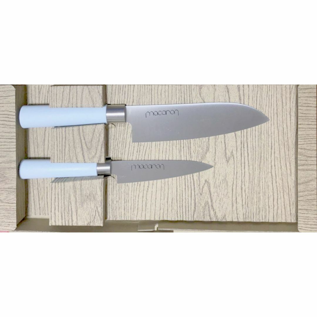 ☆未使用☆キッチンナイフ 2点セット MC-25RB マカロン スカイ インテリア/住まい/日用品のキッチン/食器(調理道具/製菓道具)の商品写真