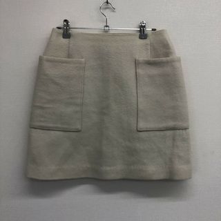 【IENA】イエナ　白系　38　ミニスカート　ウール　ハイウエスト　ボトムス　無地　シンプル(ミニスカート)