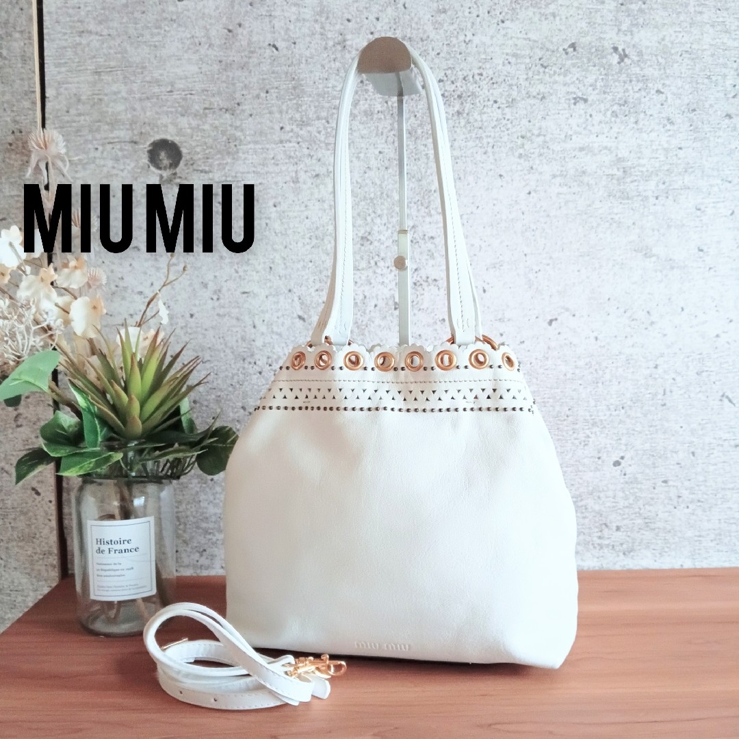 MIU MIU - 美品 ミュウミュウ 99s アーカイブ 2way レザー ショルダートートバッグ