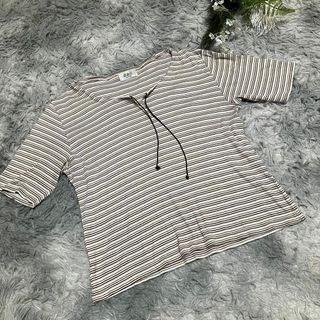 ジユウク(自由区)の【自由区】ボーダー五分袖 Tシャツ ドローストリング(Tシャツ(長袖/七分))