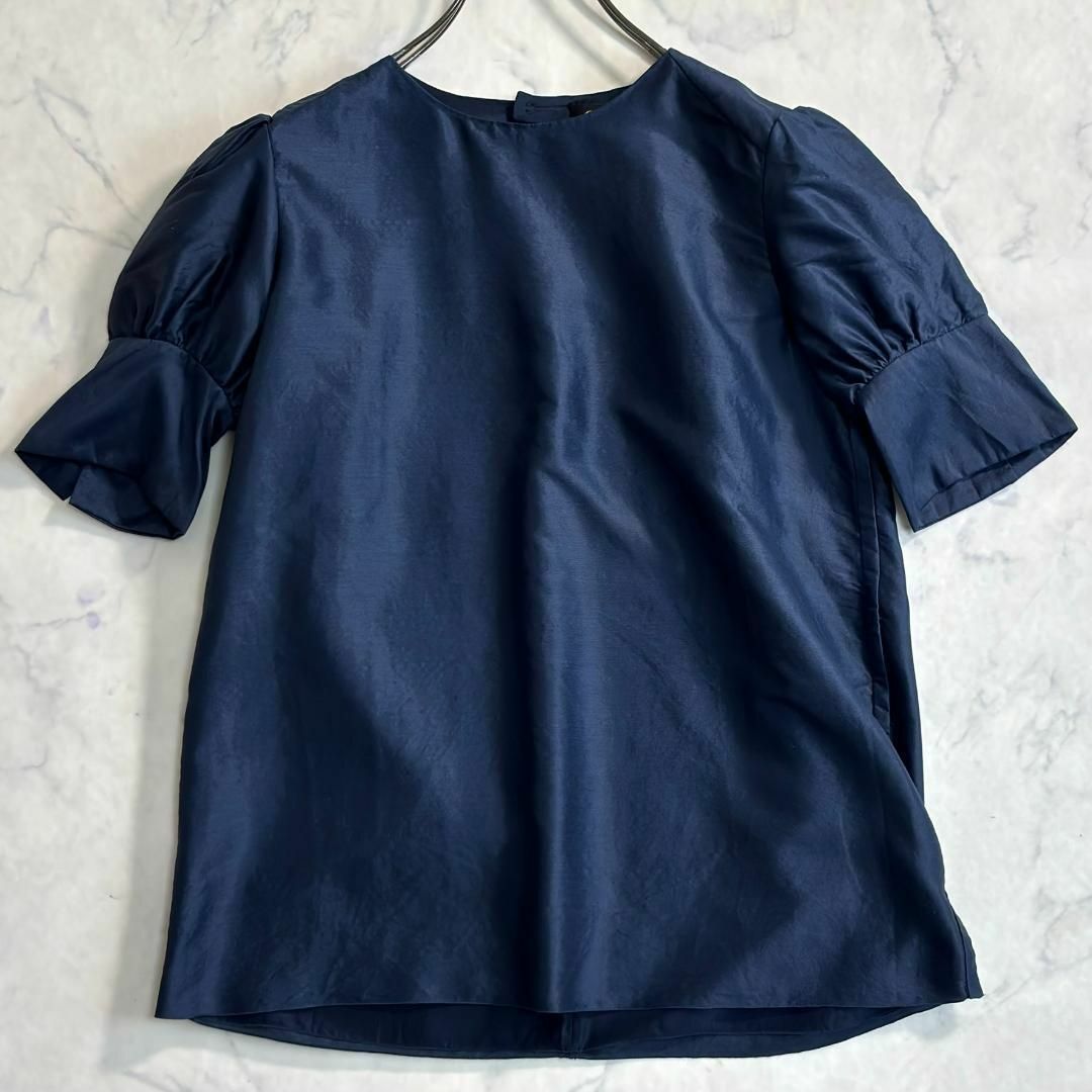 Drawer - 美品♪ドゥロワー シルク混 半袖ブラウス パフスリーブ Drawer - 美品♪ドゥロワー シルク混 半袖ブラウス パフスリーブ
