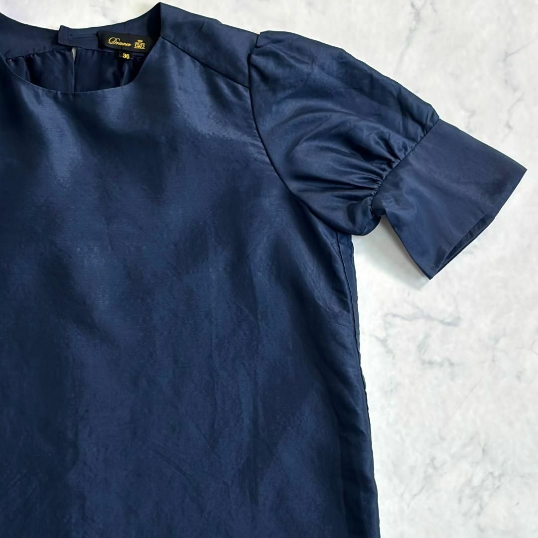 Drawer - 美品♪ドゥロワー シルク混 半袖ブラウス パフスリーブ Drawer - 美品♪ドゥロワー シルク混 半袖ブラウス パフスリーブ