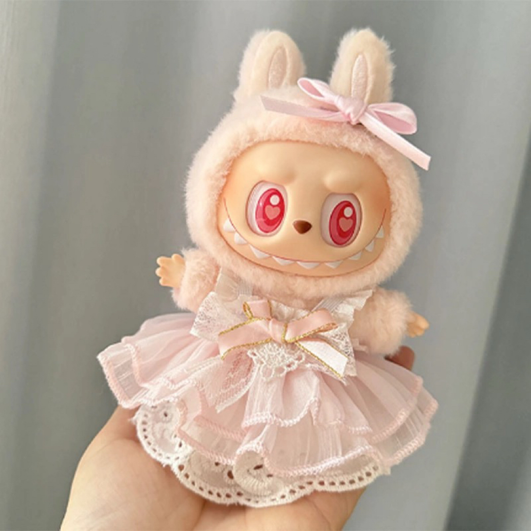 ワンピースリボン2点セットlabubuラブブぬいぐるみ服17cm着せ替え着ぐるみ エンタメ/ホビーのおもちゃ/ぬいぐるみ(キャラクターグッズ)の商品写真