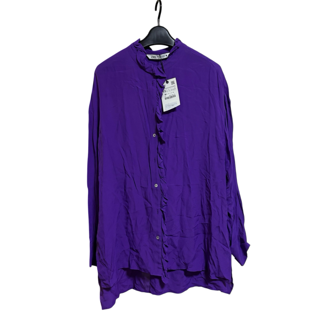 ZARA - ZARA フリル付き紫 長袖シャツ XSの通販 by hrt|ザラ ZARA - ZARA フリル付き紫 長袖シャツ XSの通販 by hrt|ザラ
