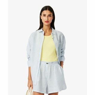 ラコステ(LACOSTE)の【ライトブルー】リネンストライプオーバーサイズシャツ(シャツ/ブラウス(長袖/七分))