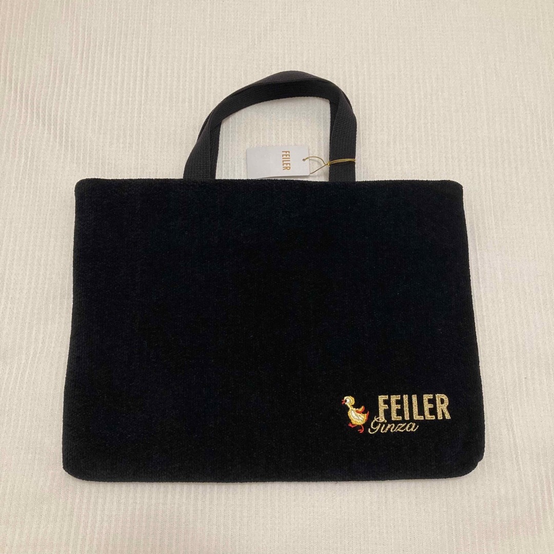 FEILER - フェイラー 銀座本店10周年記念限定 バッグ ブラックの FEILER - フェイラー 銀座本店10周年記念限定 バッグ ブラックの