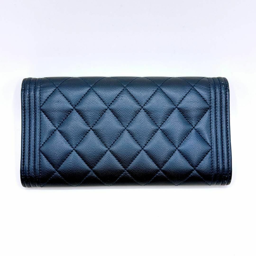 CHANEL - シャネル ボーイシャネル キャビアスキン 二つ折り 長 CHANEL - シャネル ボーイシャネル キャビアスキン 二つ折り 長