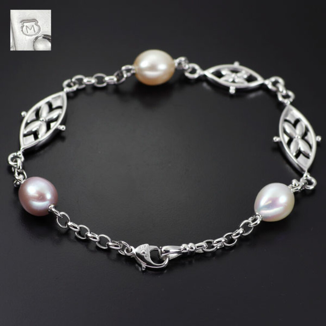 MIKIMOTO - ミキモト K18WG 淡水 真珠 ブレスレット 幅約7.4mmの MIKIMOTO - ミキモト K18WG 淡水 真珠 ブレスレット 幅約7.4mmの