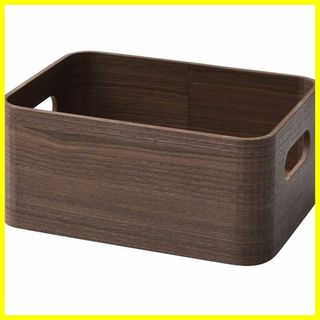 山善(YAMAZEN) 収納ボックス ブラウン ハーフ・浅型 完成品 天然木(ウ(ケース/ボックス)