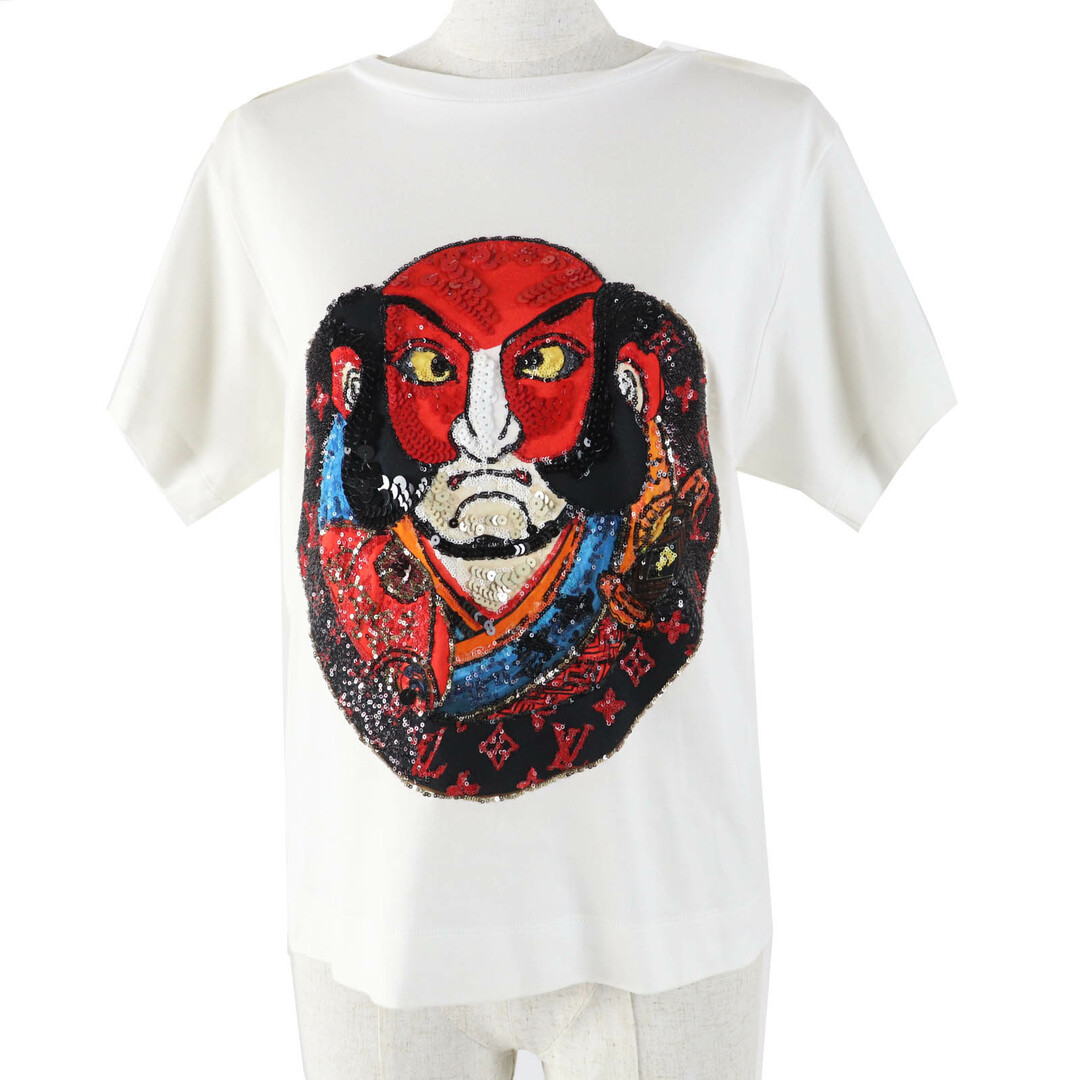 LOUIS VUITTON - 美品◎LOUIS VUITTON ルイヴィトン FEBB93 山本寛斎 歌舞伎 スパンコール付き 半袖Ｔシャツ ホワイト マルチ XS イタリア製 レディース