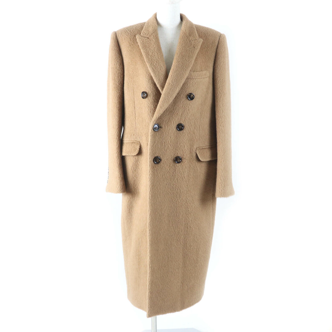 CELINE - 極美品★CELINE セリーヌ 2M12A783O キャメル100％ ロゴボタン付 ダブルブレスト ロングコート キャメル 36 イタリア製 正規品 レディース