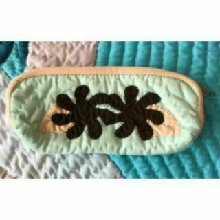 ＜正規品＞シンプルペンケース♡ガーデニア♡ミントブルー♡ハワイアンキルト(ポーチ)