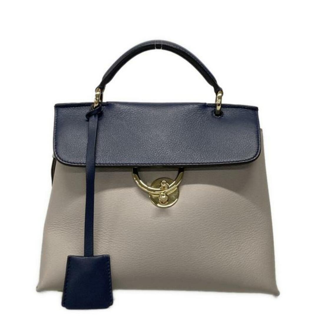 Salvatore Ferragamo - FERRAGAMO/SalvatoreFerragamo(サルバトーレフェラガモ) ハンドバッグ ジェットセット グレー×ネイビー レザー