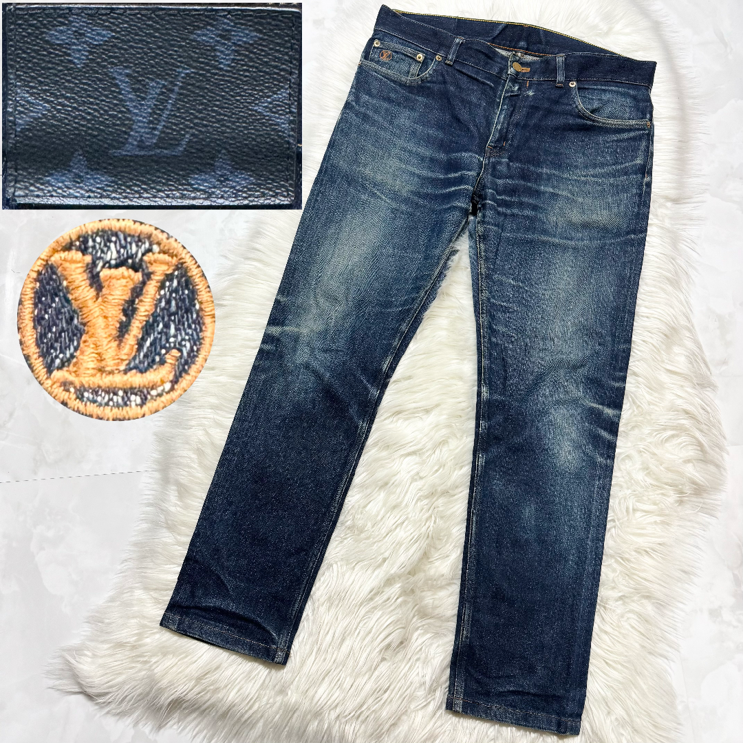 LOUIS VUITTON - 本物 ルイヴィトン LV刺繍 モノグラムグラフィット デニムパンツ ジーンズ