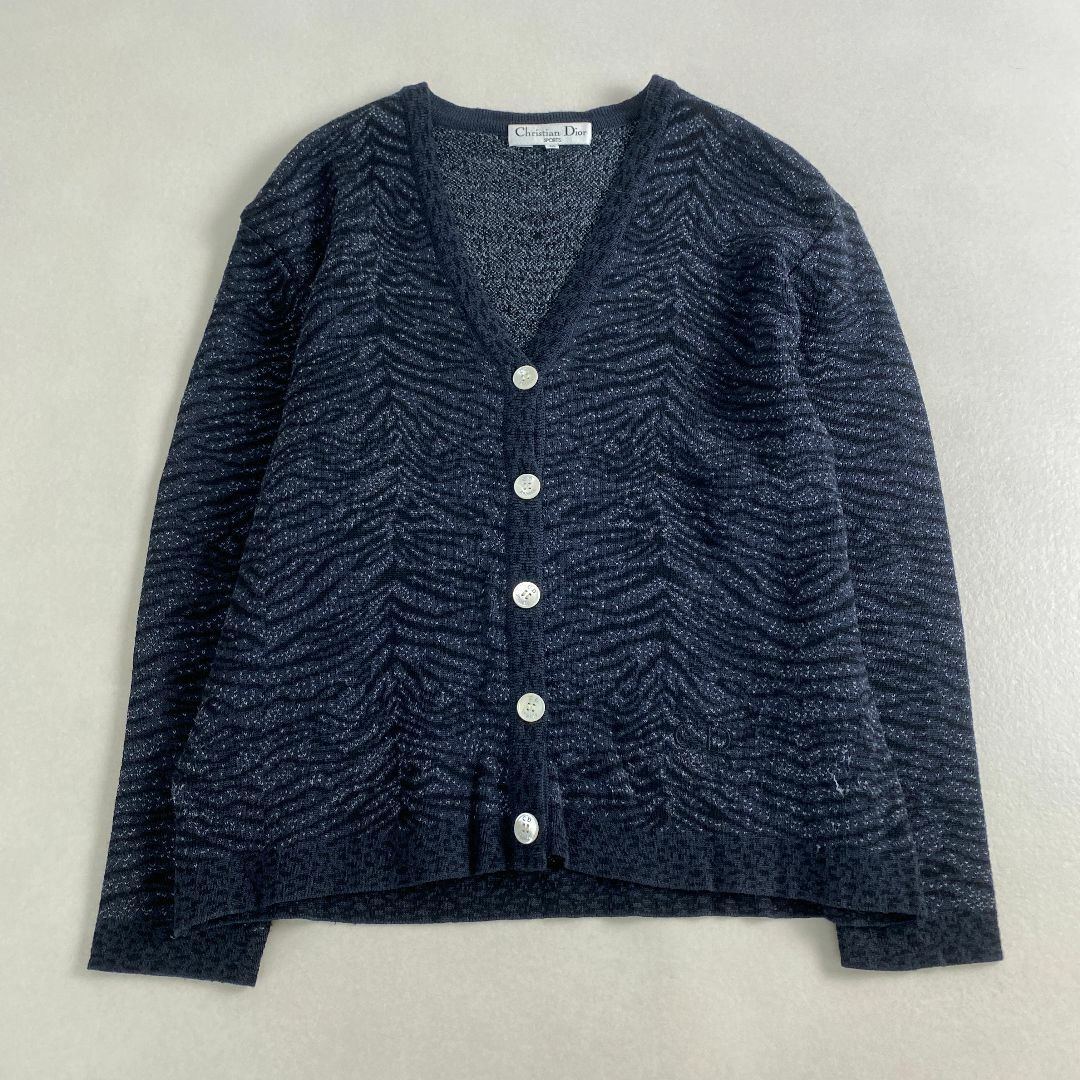 Christian Dior - 美品　クリスチャンディオール　カーディガン　ヒョウ柄　ロゴボタン　CD