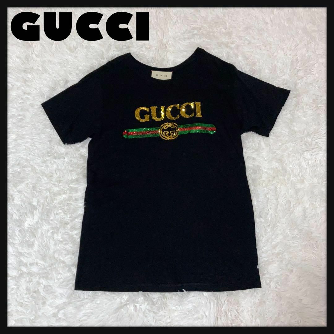 GUCCI - 【美品】GUCCI Tシャツ スパンコール 虎 タイガー 黒 S GUCCI - 【美品】GUCCI Tシャツ スパンコール 虎 タイガー 黒 S