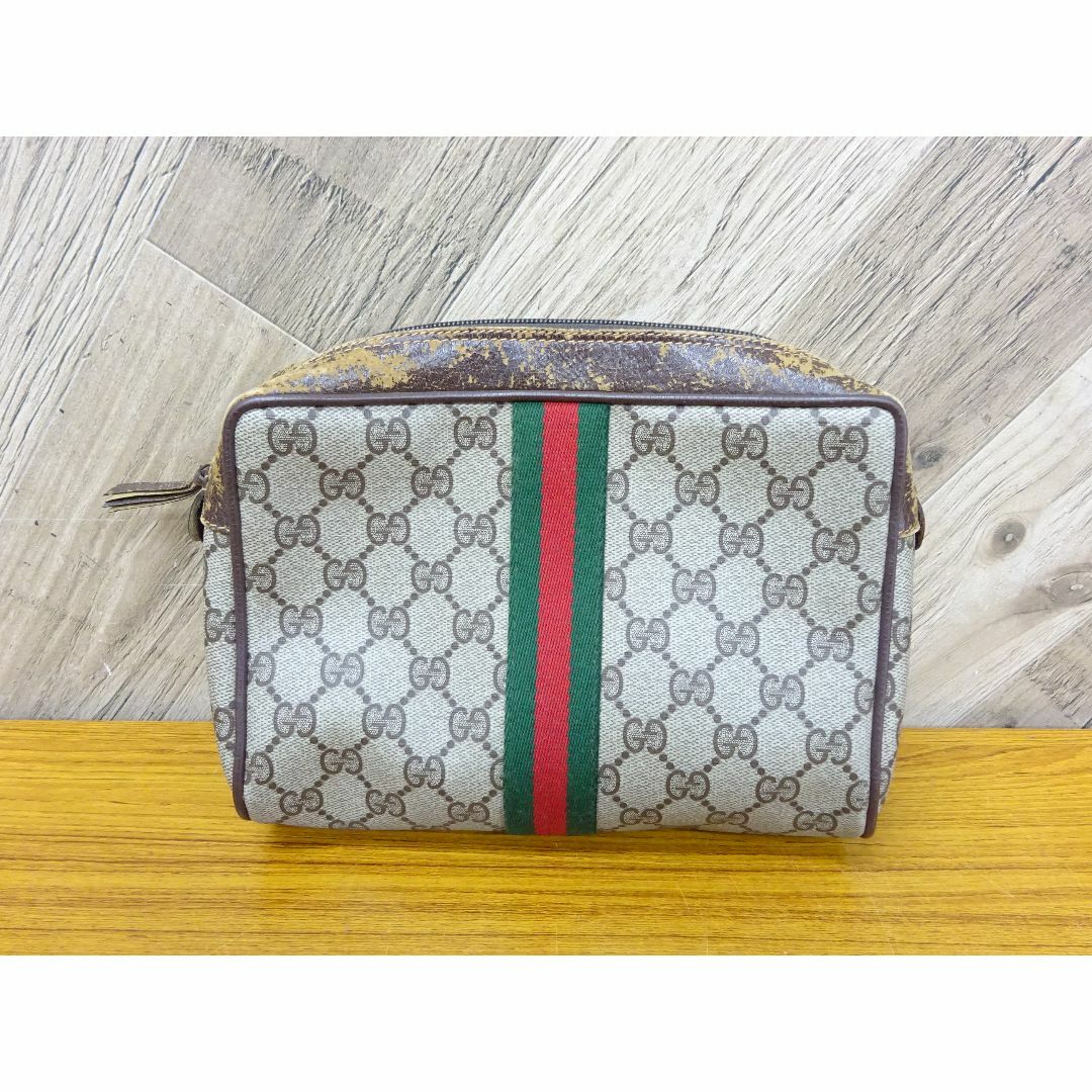 GUCCI - 広048/ GUCCI オールドグッチ PVC レザー クラッチ GUCCI - 広048/ GUCCI オールドグッチ PVC レザー クラッチ