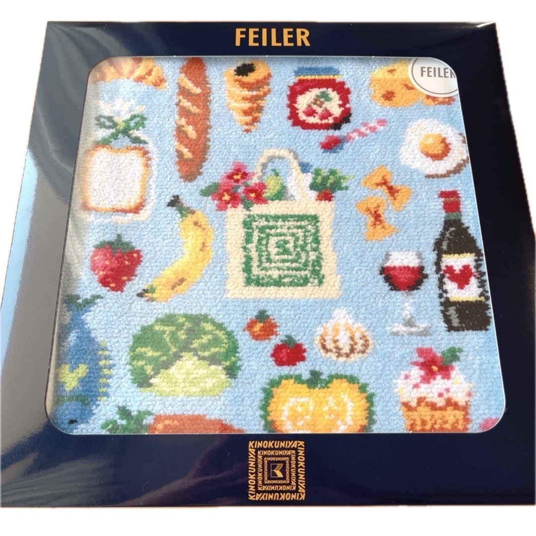 FEILER - フェイラー ハンカチ 紀ノ国屋コラボ ブルー&レッド2 FEILER - フェイラー ハンカチ 紀ノ国屋コラボ ブルー&レッド2