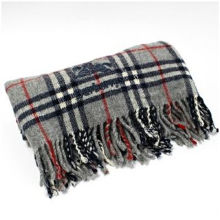 バーバリー(BURBERRY)のバーバリー ウール ひざ掛け グレー×チェック 114×65センチ 中古 Bランク Burberrys| メンズ レディース男性 女性 防寒  【送料無料】(その他)
