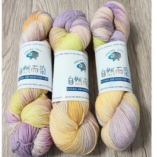 手染めメリノカシミヤソックヤーン メリノウール毛糸 3カセ並太合太しっとり高品質(生地/糸)