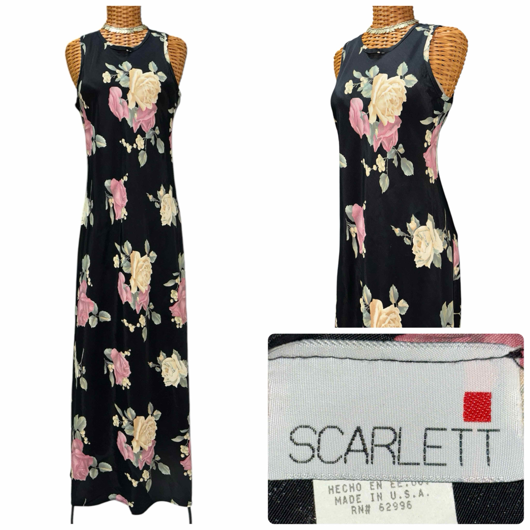 超人気ブティック SCARLETT vintage Floral dress maxi roses ワンピース