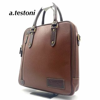 a.testoni - 美品 925 アテストーニ ハンドバッグ レザー シボ革 a.testoni - 美品 925 アテストーニ ハンドバッグ レザー シボ革