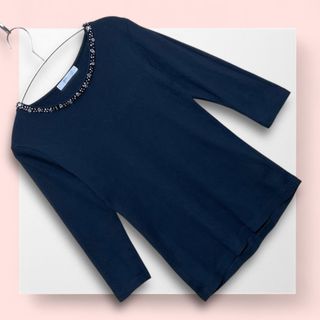 アズールバイマウジー(AZUL by moussy)のAZUL by moussy ビジューボートネックプルオーバーカットソー《M》(カットソー(長袖/七分))