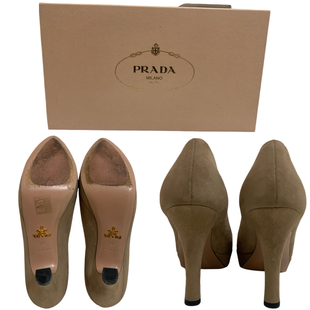 PRADA - PRADA プラダ ITALY製 スエードレザーヒールパンプス PRADA - PRADA プラダ ITALY製 スエードレザーヒールパンプス